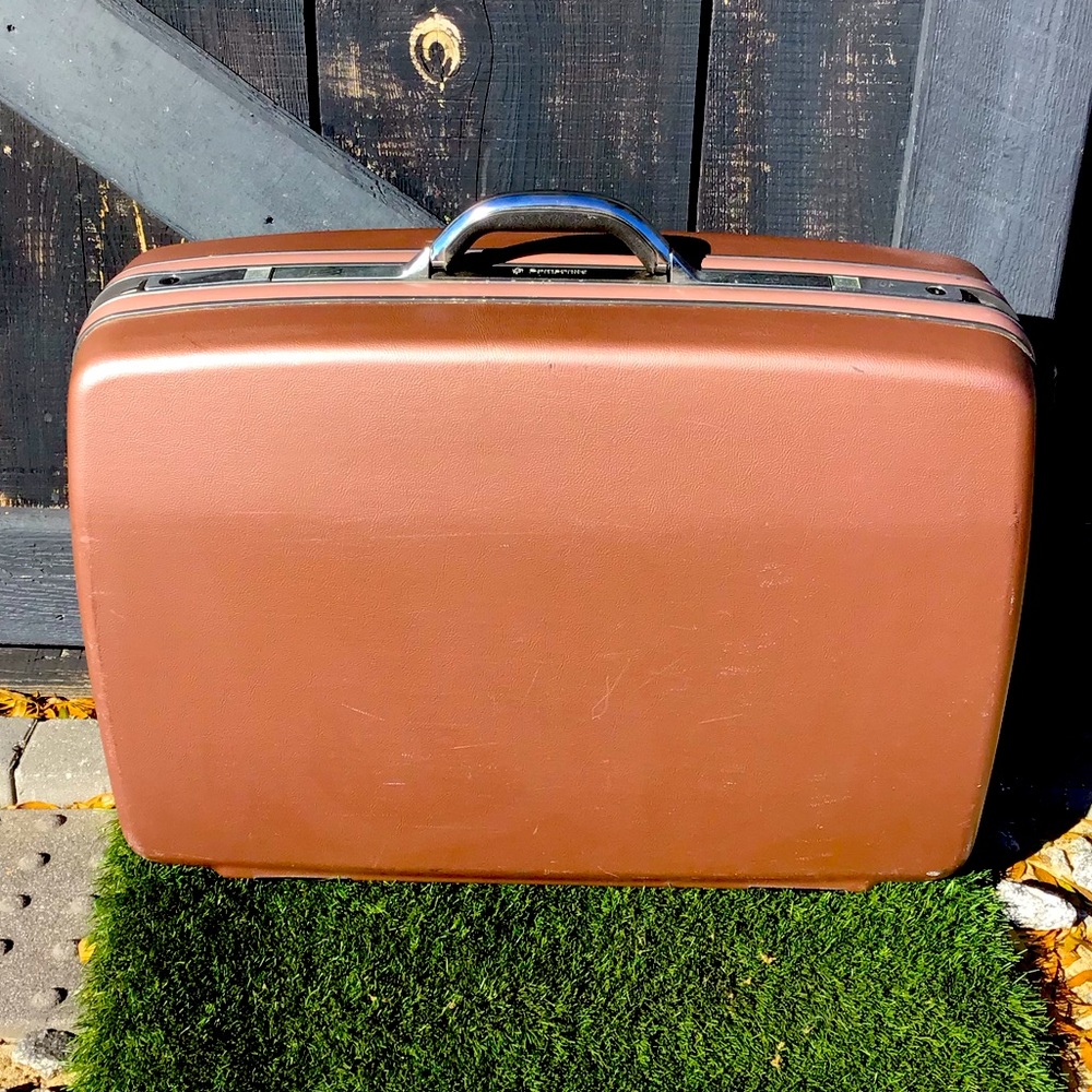 Vintage Retro SAMSONITE Pink Metallic Hardshell Suitcase Luggage Silhouette 70’s